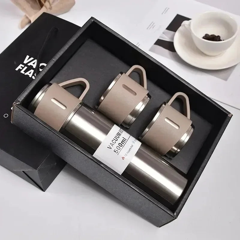 Portable 304 Stainless Steel Vacuum Insulated Bottle Gift Set Office Business Style Coffee Mug Thermos Bottle Flask Carafe