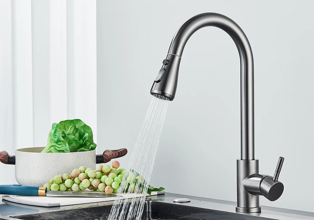 Pull Out Kitchen Faucet 2-way Sprayer Water Tap Single Handle Mixer Tap 360 Rotation Hot Cold Water Tap For Kitchen