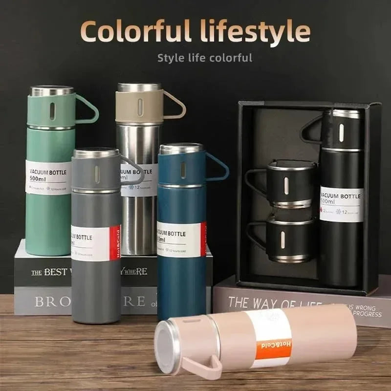 Portable 304 Stainless Steel Vacuum Insulated Bottle Gift Set Office Business Style Coffee Mug Thermos Bottle Flask Carafe