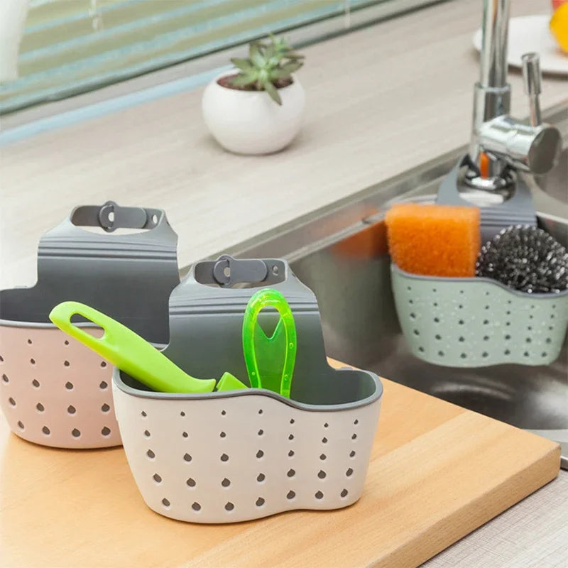 Kitchen Sink Holder Hanging Drain Basket Adjustable Soap Sponge Shelf Organizer Bathroom Faucet Holder Rack Kitchen Accessories