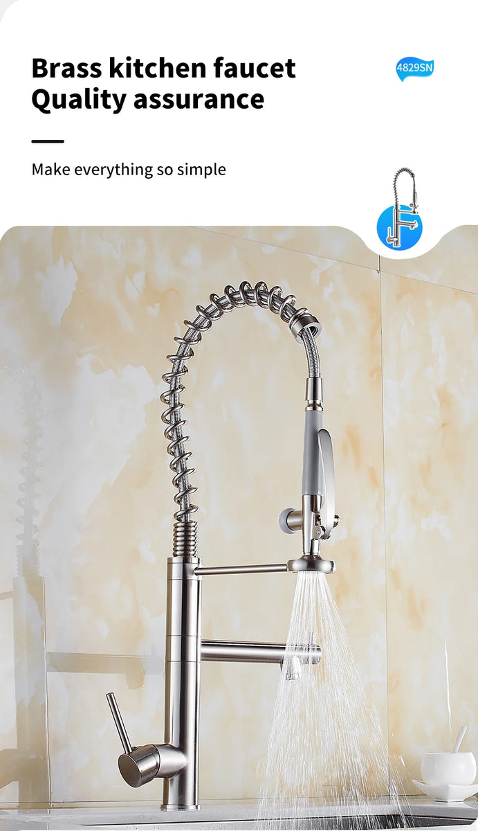 Black Kitchen Faucet Chrome Brass Tall kitchen faucet mixer Sink Faucet Pull Down Spray Single Handle Swivel Spout Mixer Taps