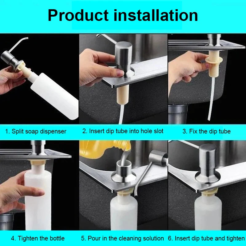 500/350ML Kitchen Sink Liquid Soap Dispenser Pump Stainless Steel Liquid Soap Bottle Sink Hand Pressure Soap Dispenser Bottle