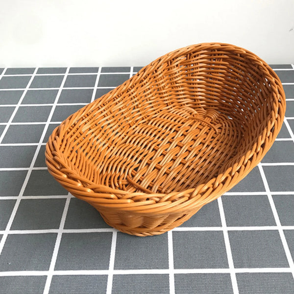 Simulation Hand Woven Rattan Basket Kitchen Supplies Food Serving Holders Suitable for Restaurant Vegetables CLH@8