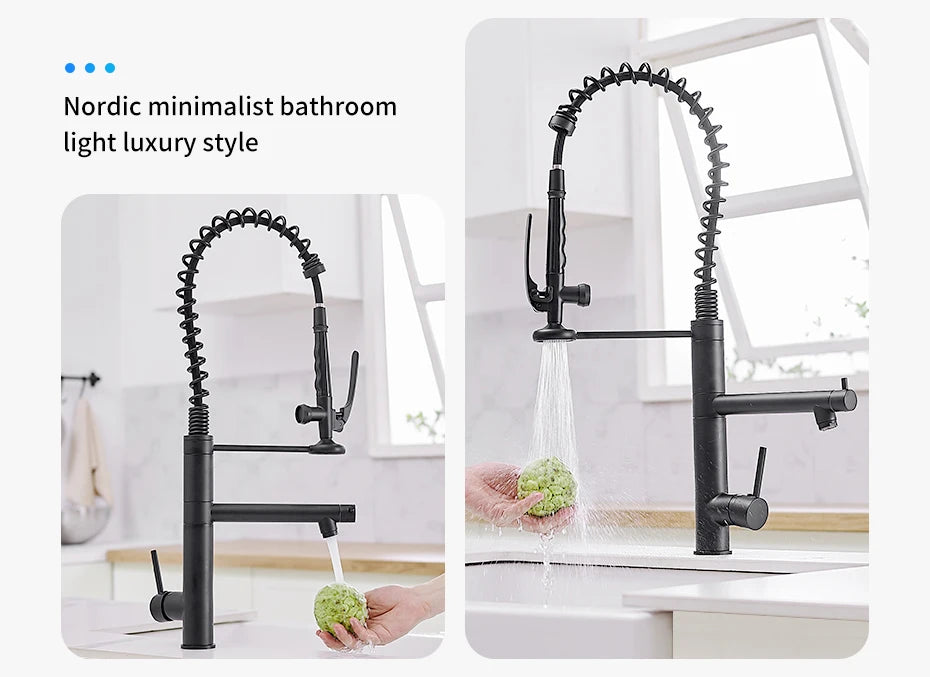 Black Kitchen Faucet Chrome Brass Tall kitchen faucet mixer Sink Faucet Pull Down Spray Single Handle Swivel Spout Mixer Taps