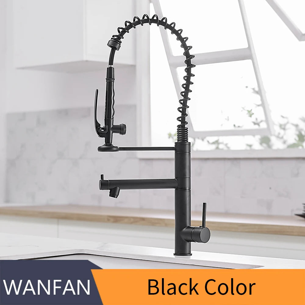 Black Kitchen Faucet Chrome Brass Tall kitchen faucet mixer Sink Faucet Pull Down Spray Single Handle Swivel Spout Mixer Taps