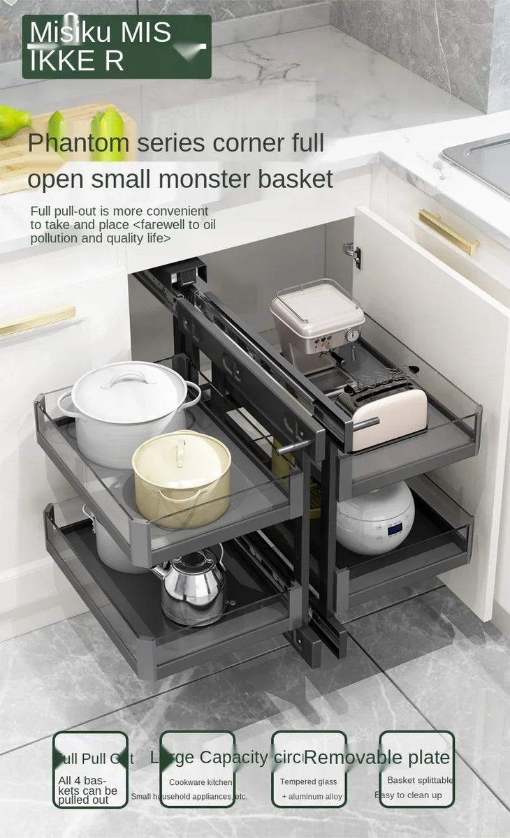 Cabinet Corner Pull-out Basket Kitchen Pot Rack Pull-out Basket Storage Rack Full Pull-out Cabinet Corner