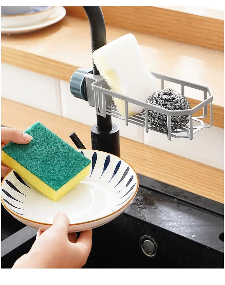 Adjustable Sink Drain Rack Sponge Storage Faucet Holder Soap Drainer Shelf Basket Organizer Kitchen Bathroom Accessories