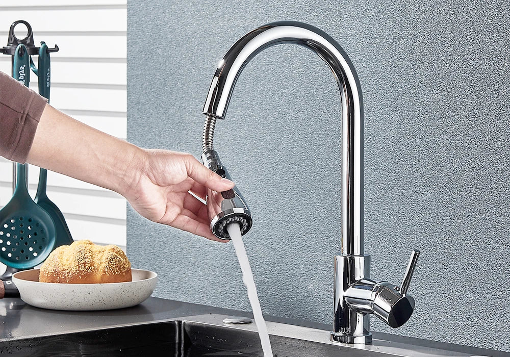 Pull Out Kitchen Faucet 2-way Sprayer Water Tap Single Handle Mixer Tap 360 Rotation Hot Cold Water Tap For Kitchen