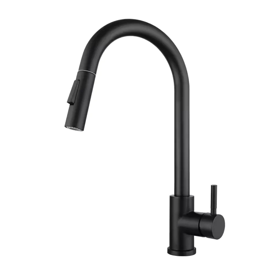 Stainless steel pull-out hot and cold water mixing faucet for kitchen, vegetable sink, washbasin, and bar pull-out faucet