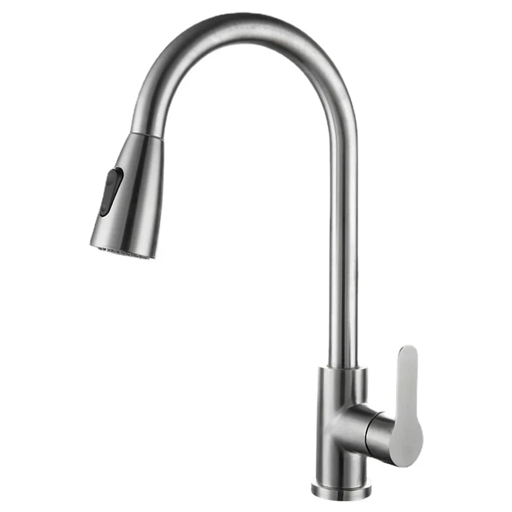 Matte Black Pull Down Kitchen Faucet Chrome Dual Modes Nozzle Hot Cold Water Mixer Crane Tap Brass Spring Kitchen Sink Faucets