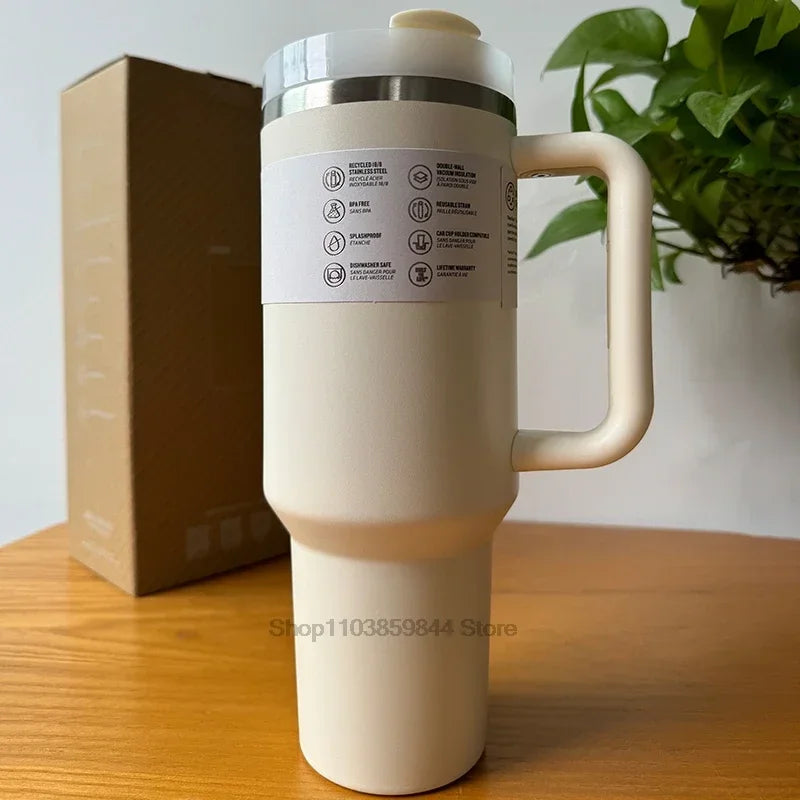 Tumbler Handle Lid Straw Thermos Cup Silicone Boot Stainless Steel Vacuum Insulated Iced Travel For StanIeys Coffee Mug