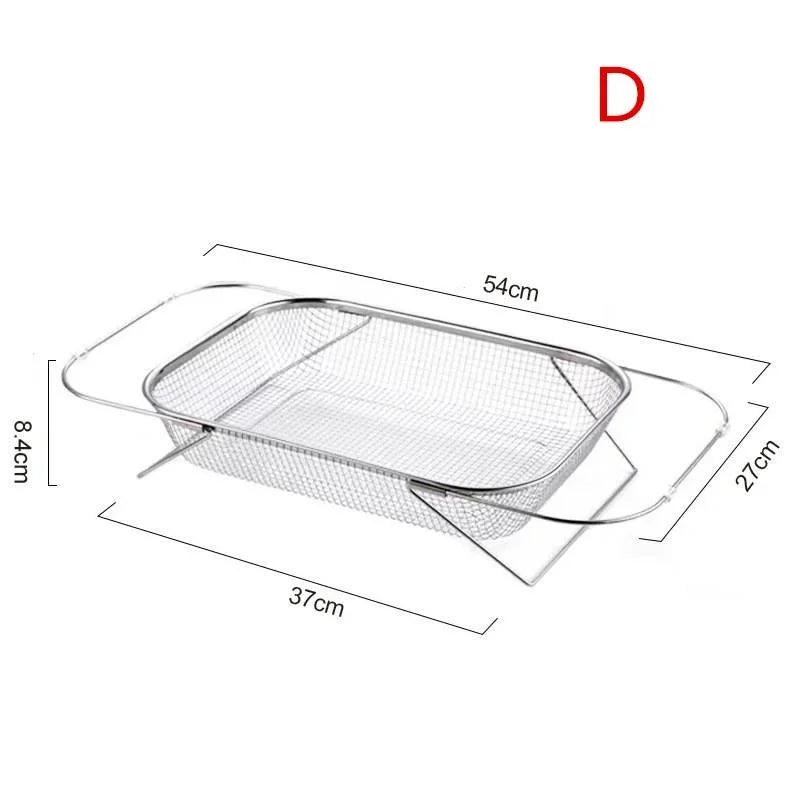 Stainless Steel Retractable Drain Basket Home Vegetable Washing Basket Fruit Vegetable Filter Basket Kitchen Sink Drain Racks