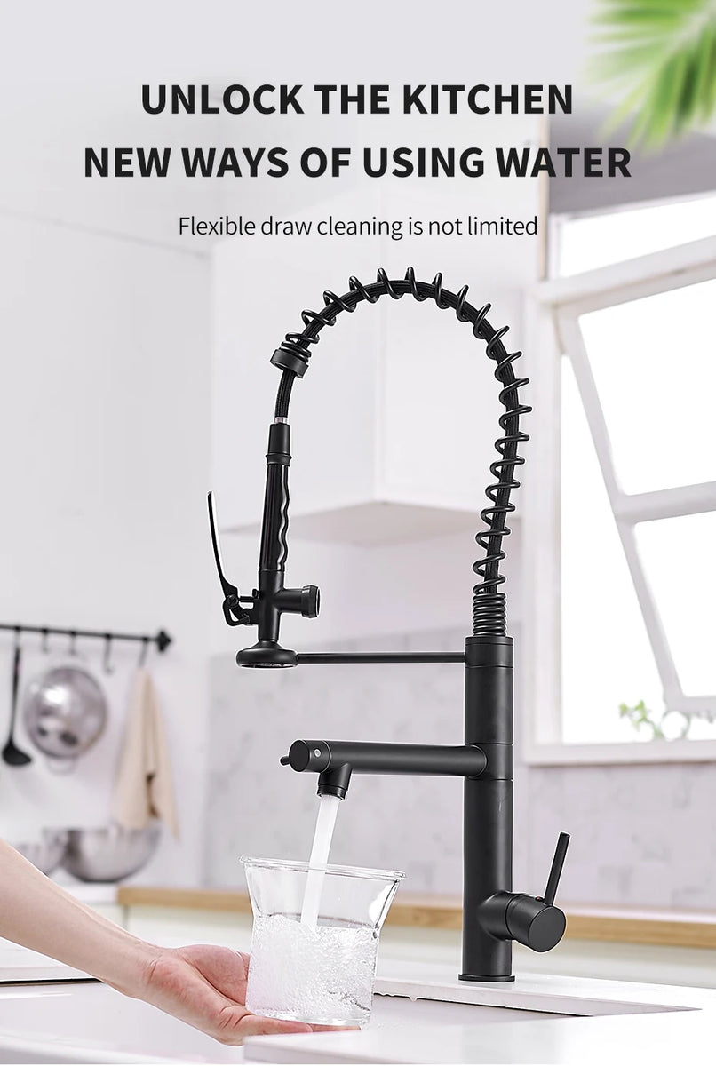 Black Kitchen Faucet Chrome Brass Tall kitchen faucet mixer Sink Faucet Pull Down Spray Single Handle Swivel Spout Mixer Taps