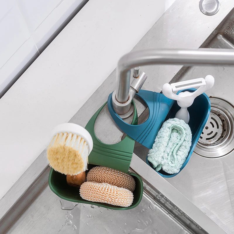 Home Storage Drain Basket Kitchen Sink Holder Adjustable Soap Sponge Shlf Hanging Drain Basket Bag Kitchen Accessories