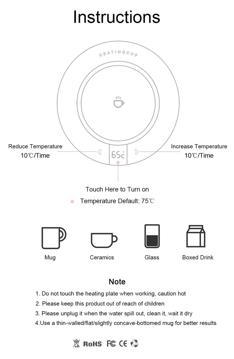 New Coffee Mug Warmer Electric Heating Coaster for Home Office 3 Temperatures Adjustable Tea Cup Warmer Christmas Birthday Gift