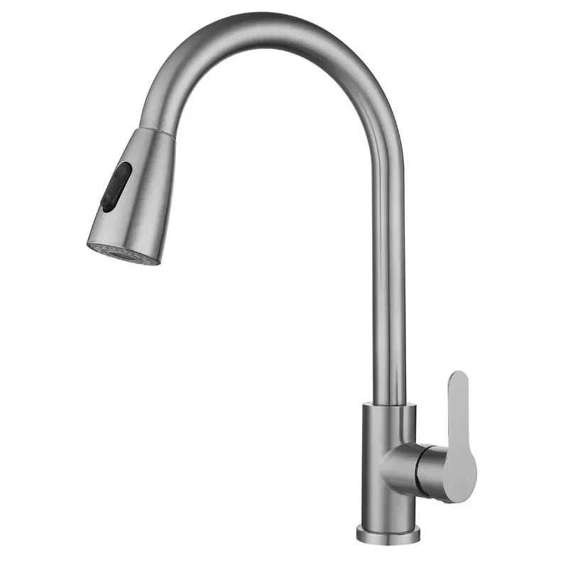 Brushed Nickel Kitchen Faucet Single Hole Pull Out Spout Kitchen Sink Mixer Tap Stream Sprayer Head Chrome/Black Mixer Tap