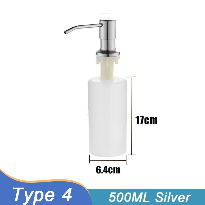 500/350ML Kitchen Sink Liquid Soap Dispenser Pump Stainless Steel Liquid Soap Bottle Sink Hand Pressure Soap Dispenser Bottle