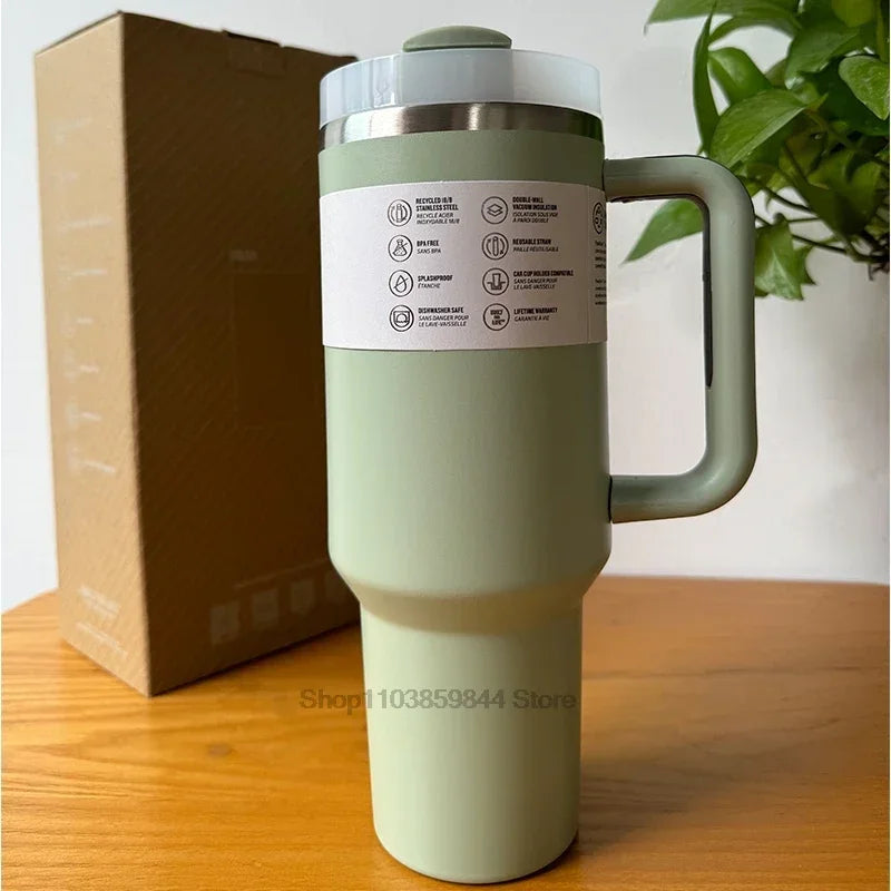 Tumbler Handle Lid Straw Thermos Cup Silicone Boot Stainless Steel Vacuum Insulated Iced Travel For StanIeys Coffee Mug