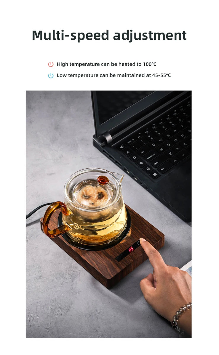 100°C Cup Heater Mug Warmer Hot Tea Makers Automatic Warmer Coaster 5 Gear Temperature Cup Heaters Coffee Milk Tea Heating Pad