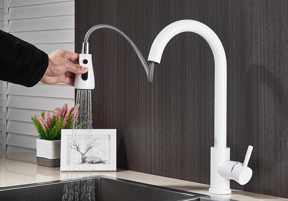 Pull Out Kitchen Faucet 2-way Sprayer Water Tap Single Handle Mixer Tap 360 Rotation Hot Cold Water Tap For Kitchen