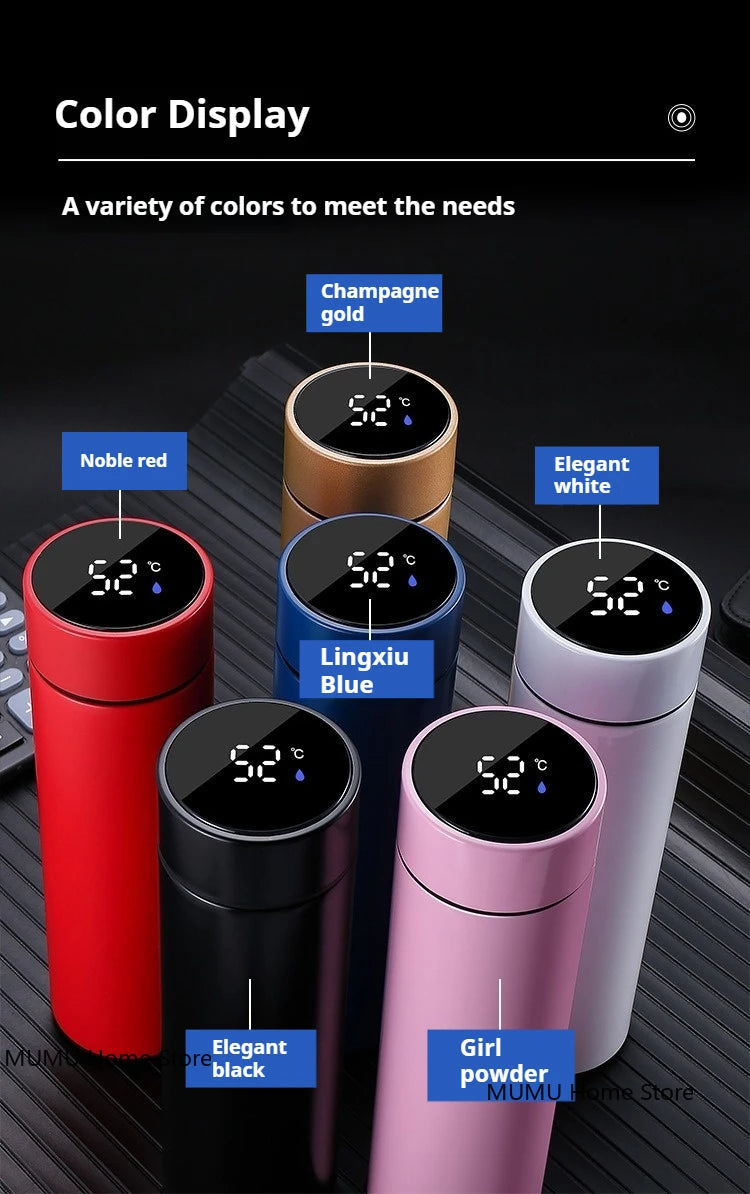 500ML Intelligent Temperature Thermos Bottle Sports Water Cup Car Insulated Cup Keeps Cold and Heat Thermal Mug Vacuum Flasks