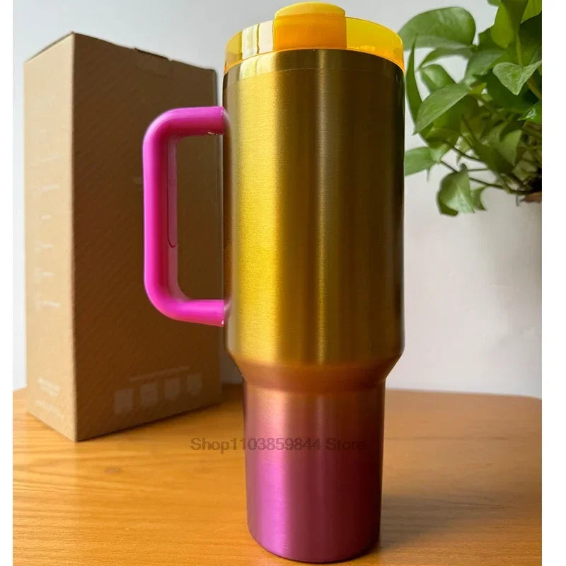 Tumbler Handle Lid Straw Thermos Cup Silicone Boot Stainless Steel Vacuum Insulated Iced Travel For StanIeys Coffee Mug