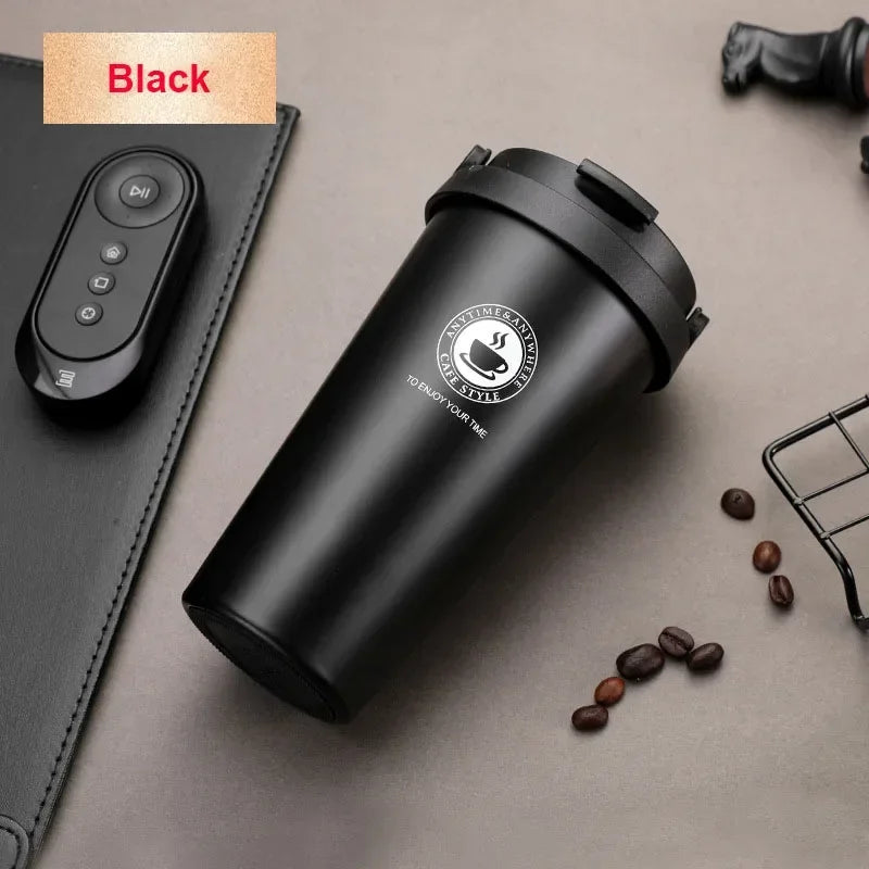 500ml Insulated Travel Coffee Cup Double Wall Leak-Proof Thermos Mug Vacuum Stainless Steel Tea Tumbler with Lid and Handle