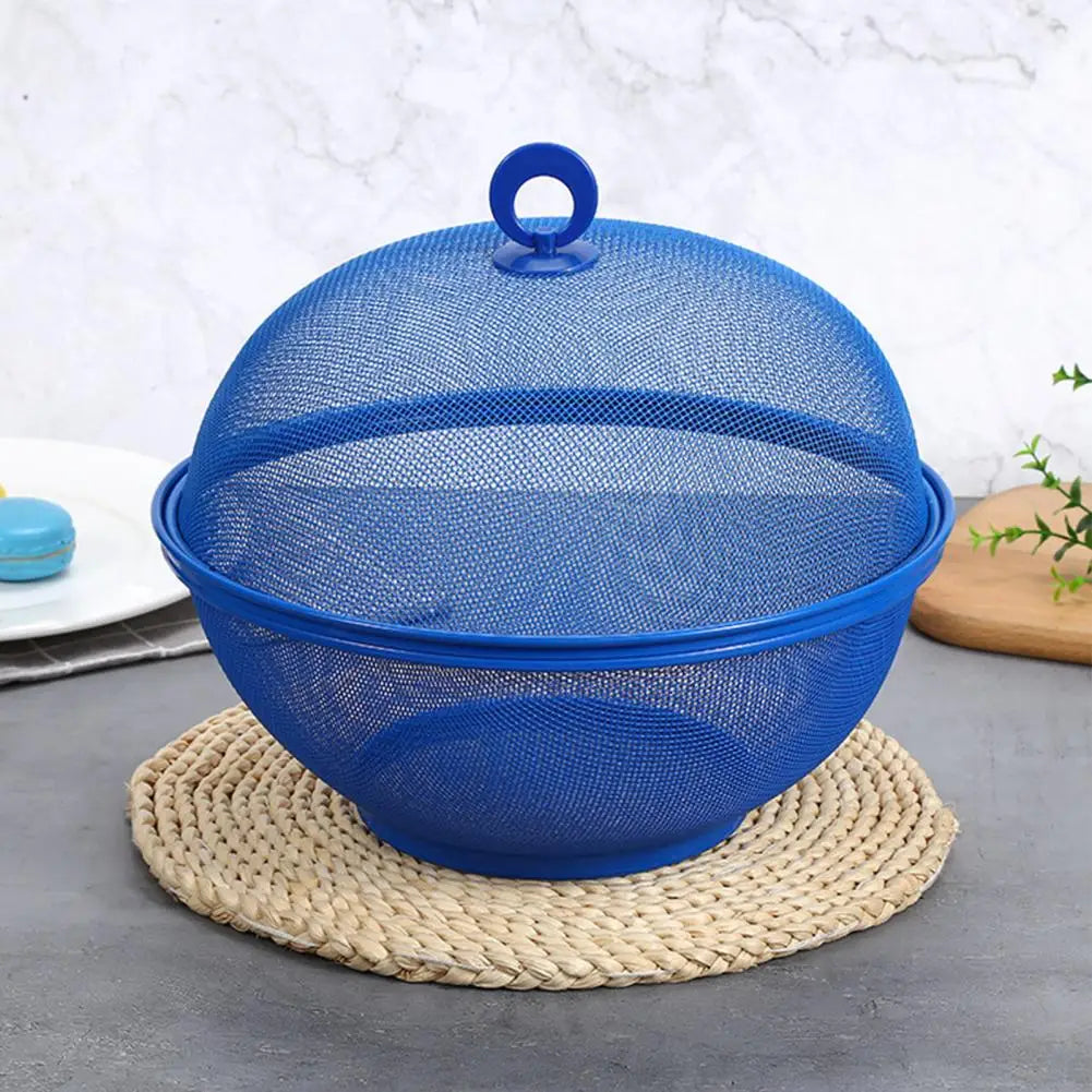 Mesh Fruit Basket with Lid Large Capacity Food Grade Prevent Fly Stainless Steel Kitchen Drain Basket Vegetables Fruit Holder