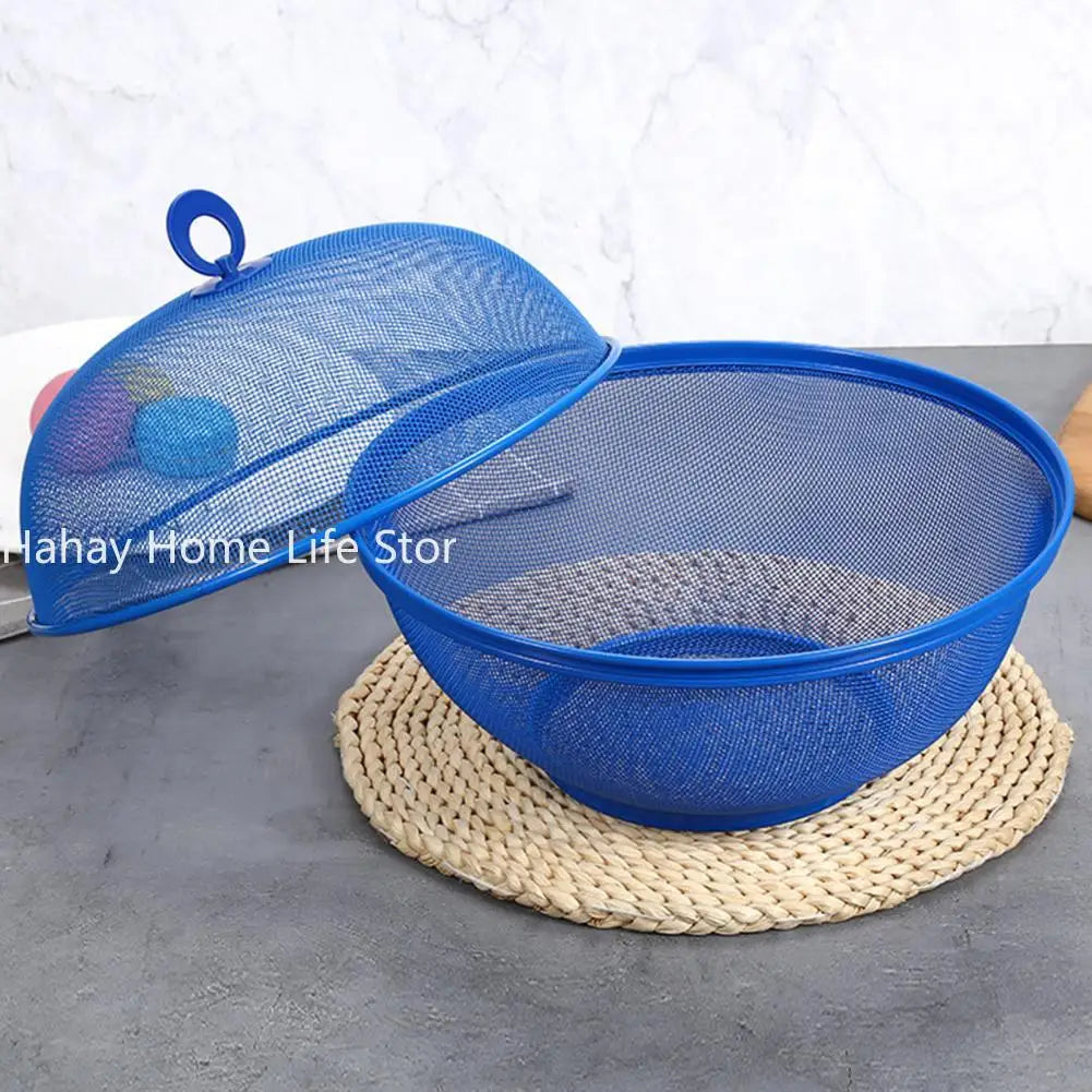 Mesh Fruit Basket with Lid Prevent Fly Stainless Steel Kitchen Drain Basket Vegetables Fruit Holder Kitchen Supplies 그물코 과일 바구니