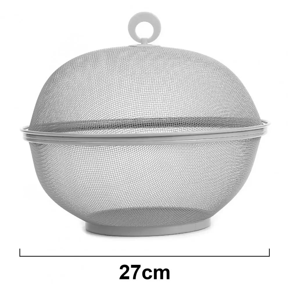 Mesh Fruit Basket with Lid Large Capacity Food Grade Prevent Fly Stainless Steel Kitchen Drain Basket Vegetables Fruit Holder