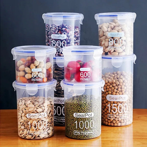 Sealed Storage Box Transparent Kitchen Food Grain Organizer Storage Tank Plastic Large Capacity Moisture-proof Sealed Jars