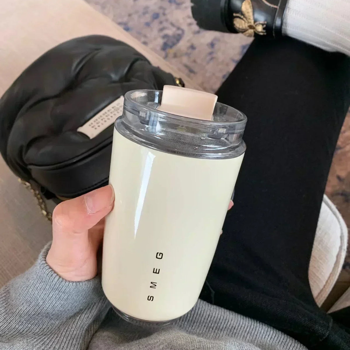 1PCS Tumbler Thermos Cup Milky White Coffee Mug Car Insulated Water Bottle Travel Stainless Steel Vacuum Flasks Drinking Kettle