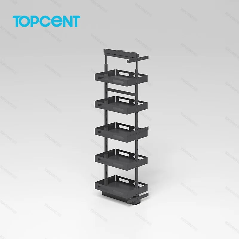 TOPCENT Basket Drawers Kitchen Cabinet Pull Out Storage Organizer Steel+MDF Soft Closing Drawing Pantry Unit Basket