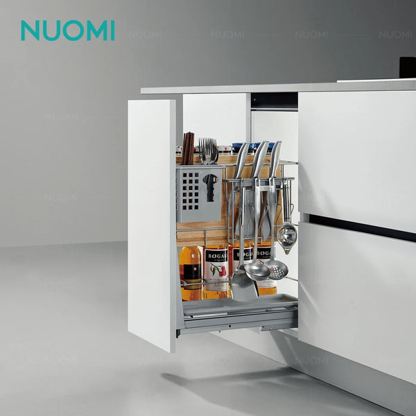 NUOMI Geek Series 300 350mm Metal Kitchen Cabinet Pantry Pull Out Basket Storage Organizer Unit Seasoning Wire Drawers Basket