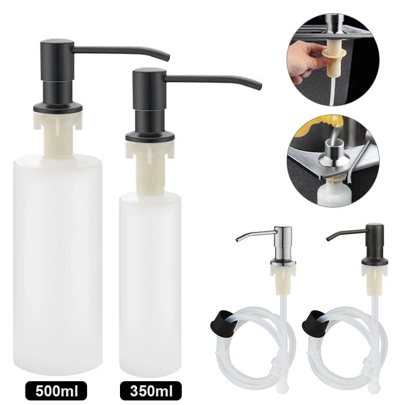 500/350ML Kitchen Sink Liquid Soap Dispenser Pump Stainless Steel Liquid Soap Bottle Sink Hand Pressure Soap Dispenser Bottle