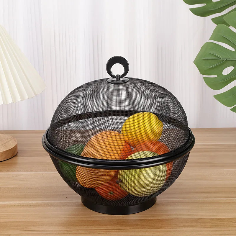 Mesh Fruit Basket with Lid Prevent Fly Stainless Steel Kitchen Drain Basket Vegetables Fruit Holder Kitchen Supplies 그물코 과일 바구니