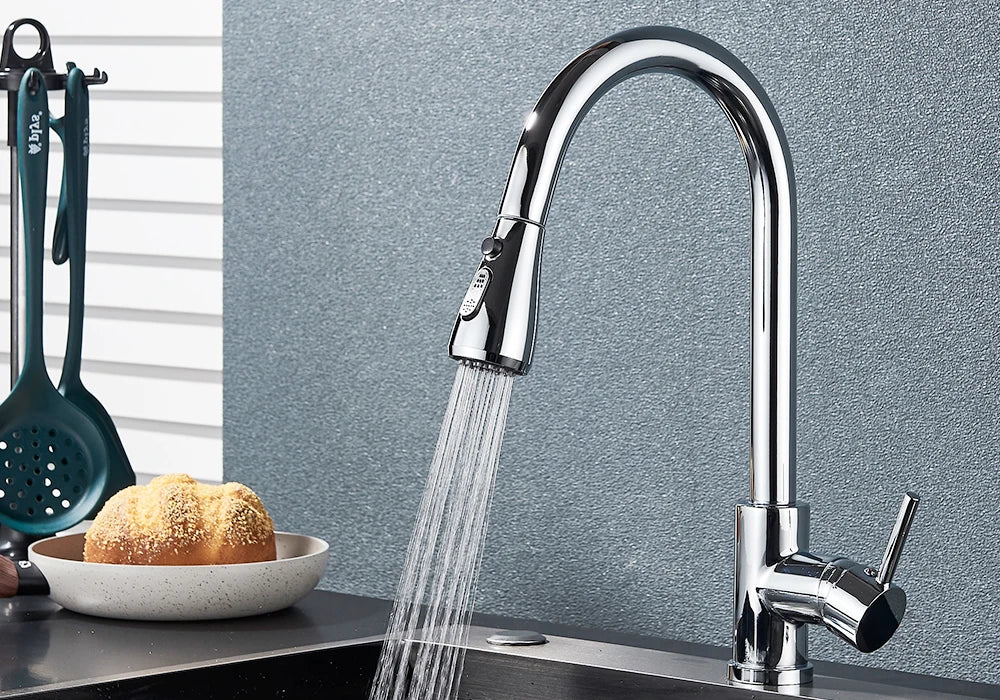 Pull Out Kitchen Faucet 2-way Sprayer Water Tap Single Handle Mixer Tap 360 Rotation Hot Cold Water Tap For Kitchen